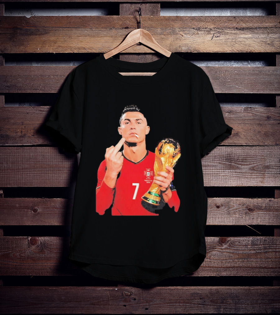 Cristiano Ronaldo Portugal 7 Middle Finger World Cup Trophy T-Shirt