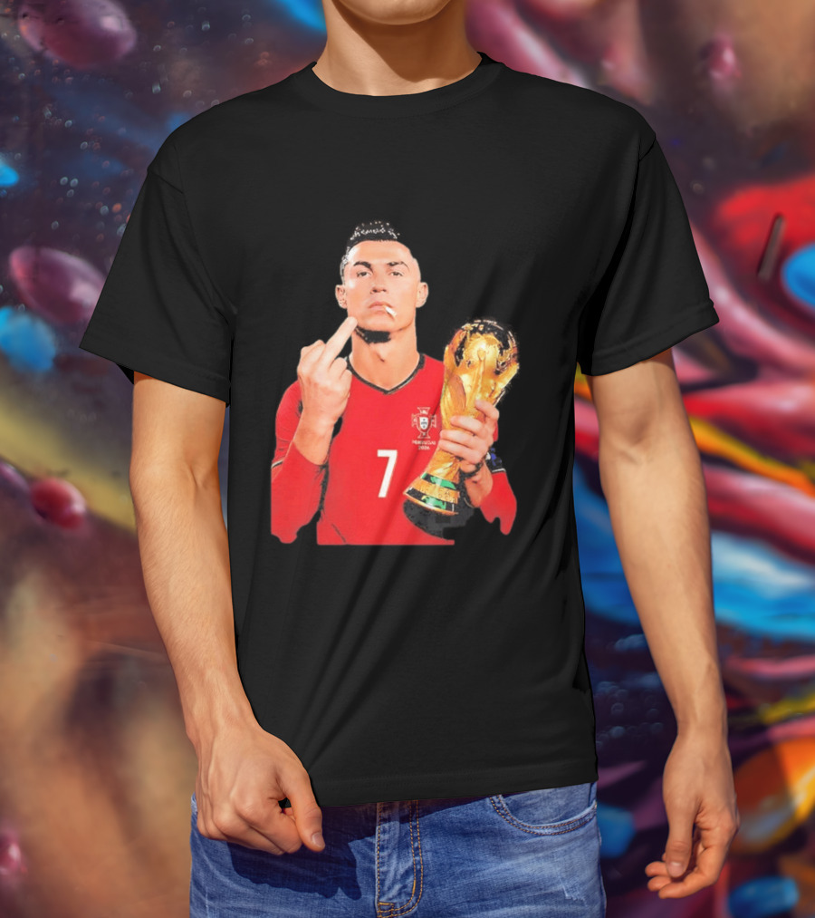 Cristiano Ronaldo Portugal 7 Middle Finger World Cup Trophy T-Shirt