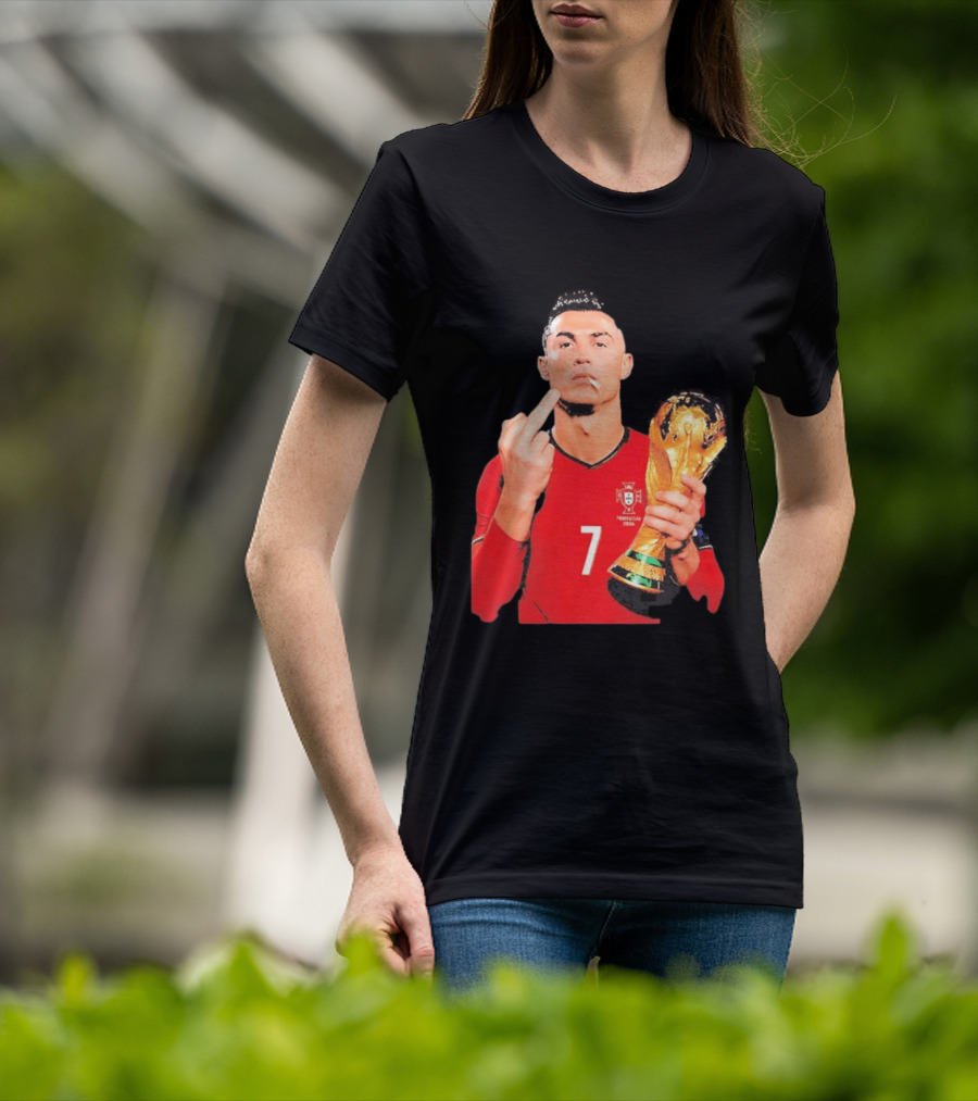 Cristiano Ronaldo Portugal 7 Middle Finger World Cup Trophy T-Shirt