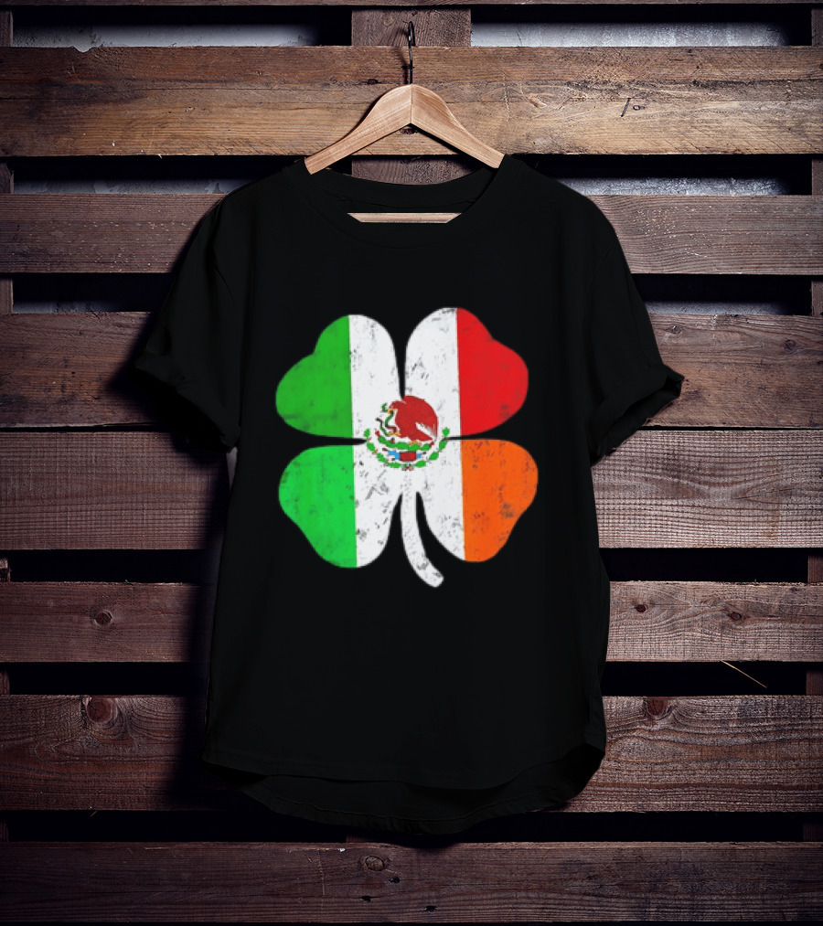 Mexican Irish Shamrock Flag St Patrick's Mexico Ireland Unity T-Shirt