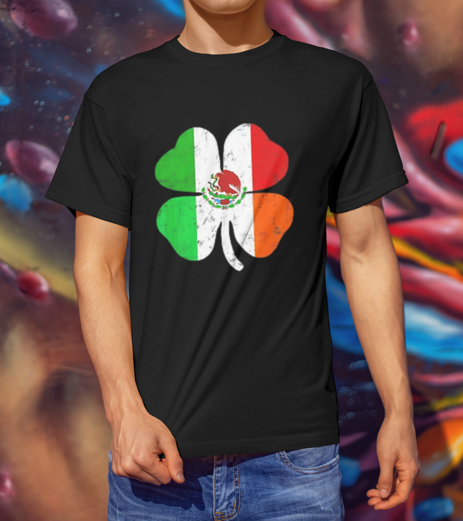 Mexican Irish Shamrock Flag St Patrick's Mexico Ireland Unity T-Shirt