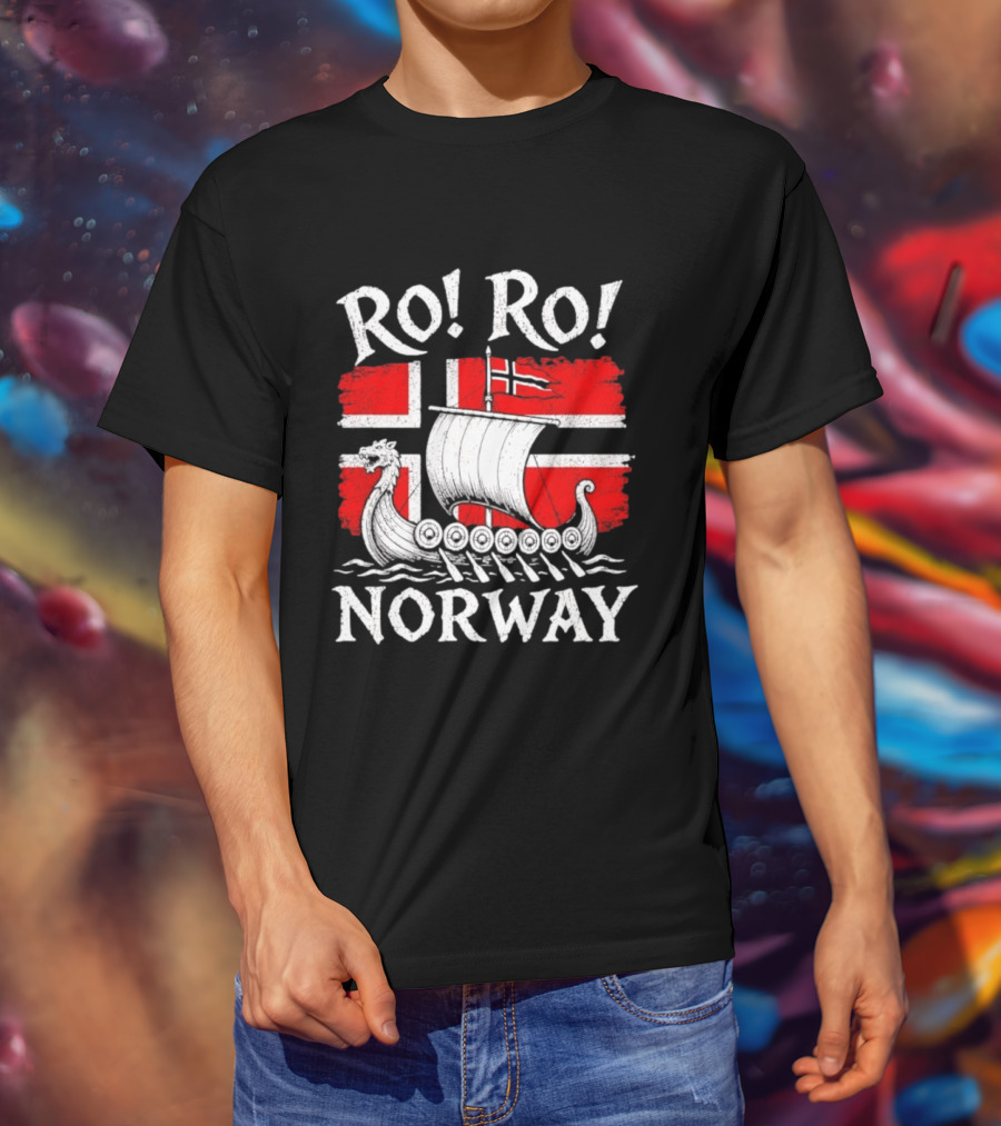 Ro Ro Norway Viking Longship Flag T-Shirt
