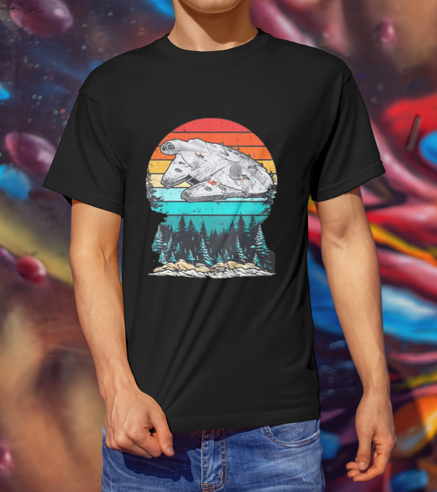 Star Wars Millennium Falcon Forest Sunset T-Shirt