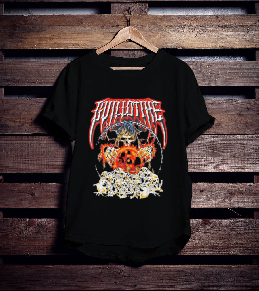 Guillotine Grim Reaper Crystal Ball Skulls Fiery Chains T-Shirt