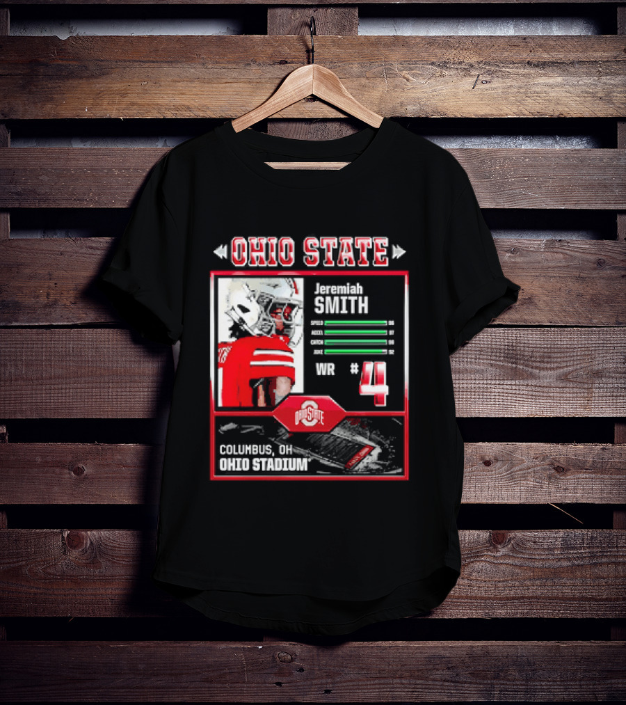 Ohio State Buckeyes Jeremiah Smith Columbus Football Ohio Stadium Number 4 T-Shirt