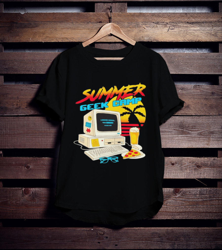 Summer Geek Camp Eat Sleep Code Repeat Loading Computer Pizza Beer T-Shirt