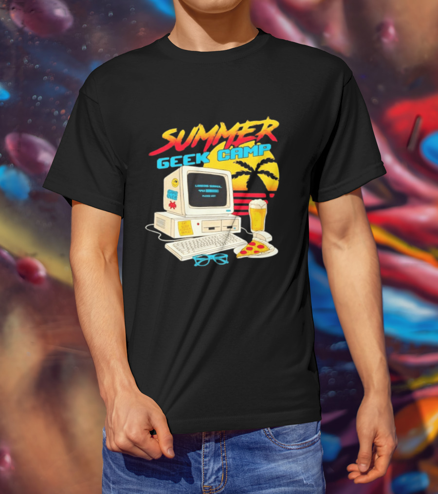 Summer Geek Camp Eat Sleep Code Repeat Loading Computer Pizza Beer T-Shirt