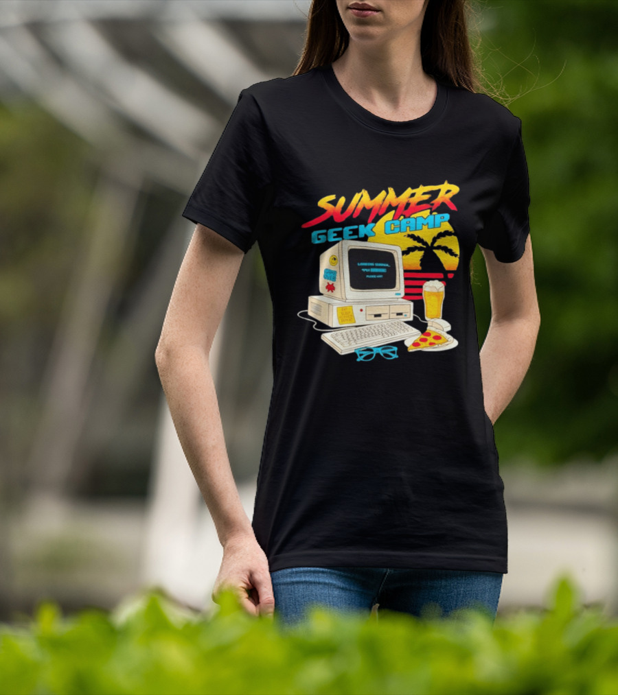 Summer Geek Camp Eat Sleep Code Repeat Loading Computer Pizza Beer T-Shirt