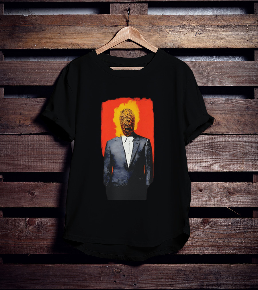 Ignition Man In Tuxedo With Fiery Head On Bold Red T-Shirt