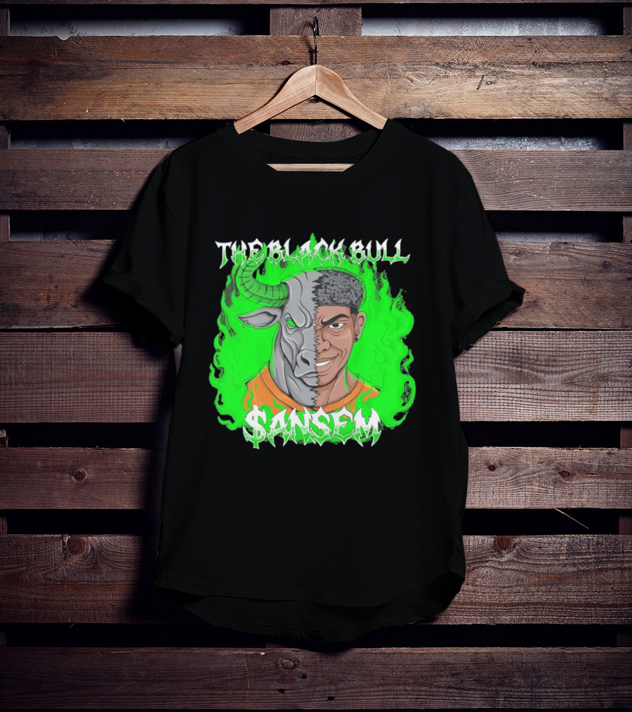 The Black Bull Sansem Half Man Half Bull Green Fire Fusion T-Shirt