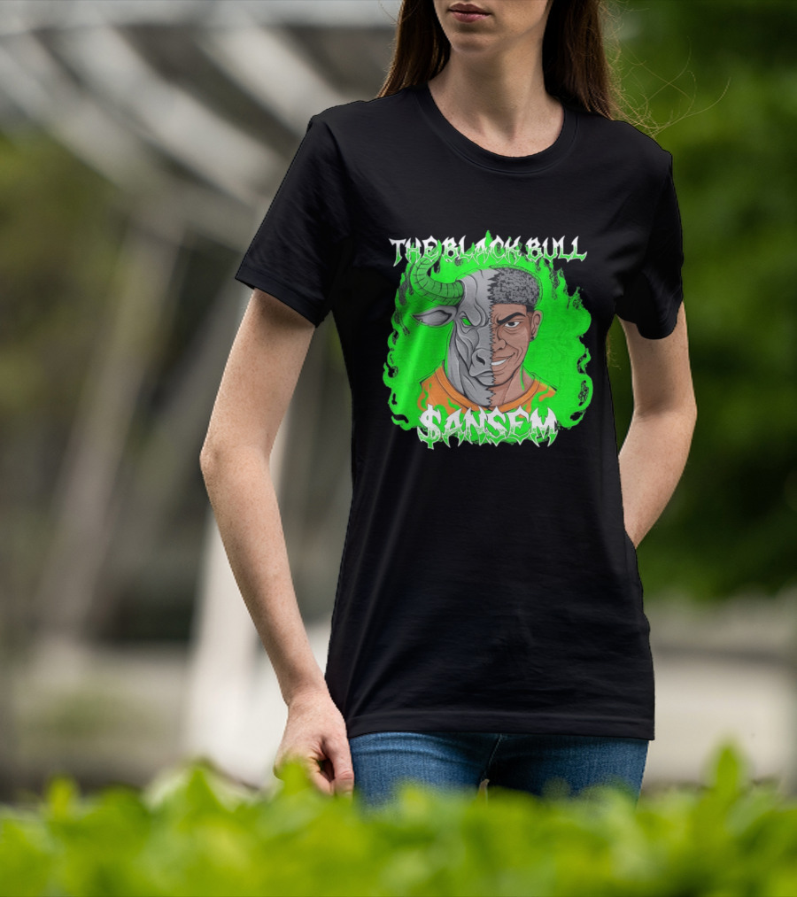 The Black Bull Sansem Half Man Half Bull Green Fire Fusion T-Shirt