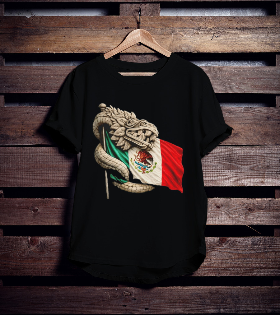 Quetzalcoatl Feathered Serpent Mexico Flag T-Shirt