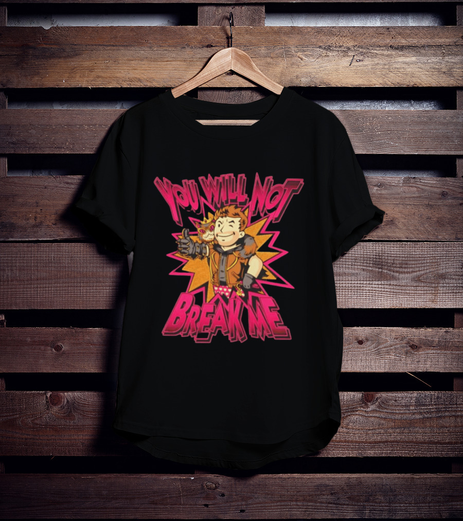 Vault Boy Fallout You Will Not Break Me Thumbs Up Power Armor Explosion T-Shirt