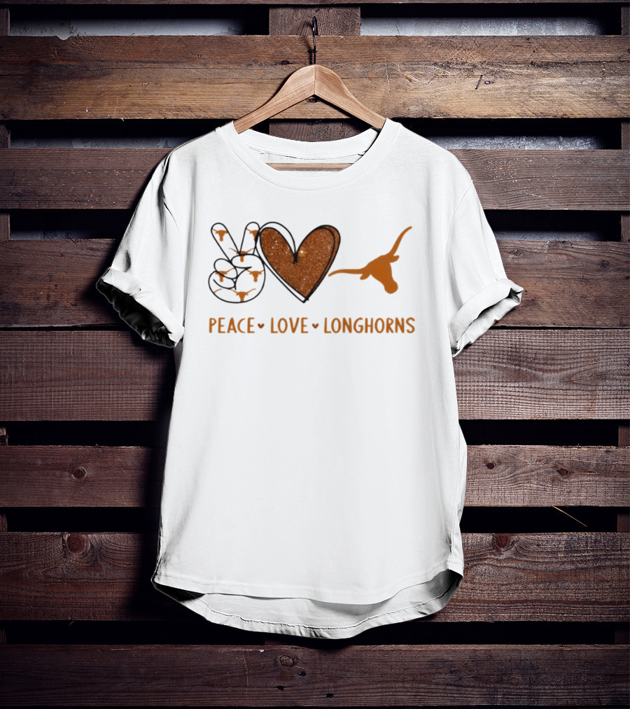 Peace Love Longhorns Texas Football Fan Gear T-Shirt