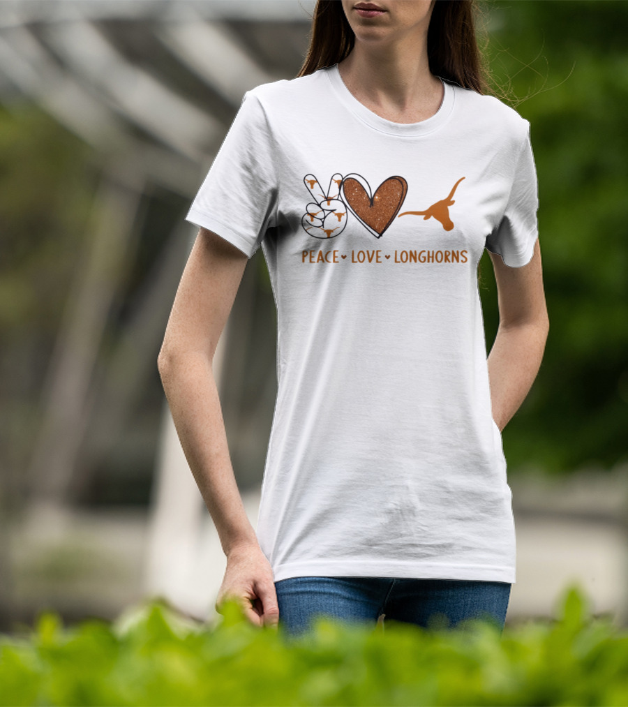 Peace Love Longhorns Texas Football Fan Gear T-Shirt