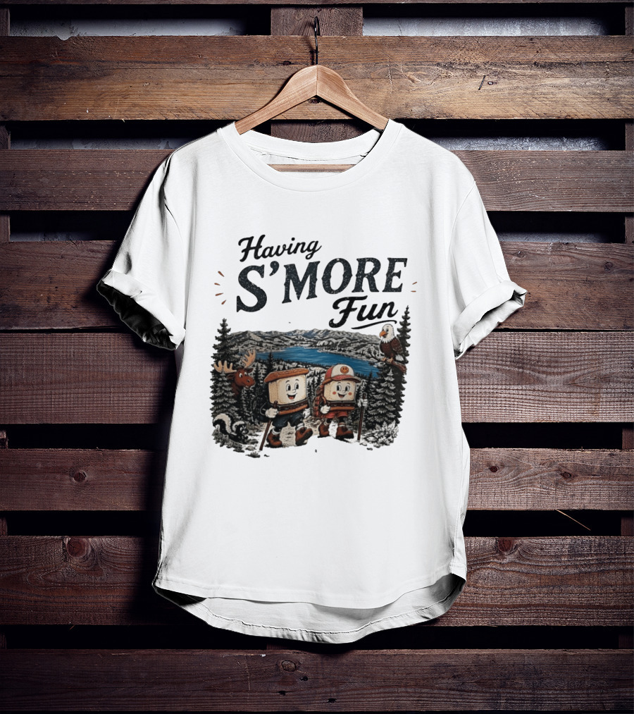 Having S'More Fun Camping Hiking At Bear Lake With Wildlife And Nature Scene T-Shirt