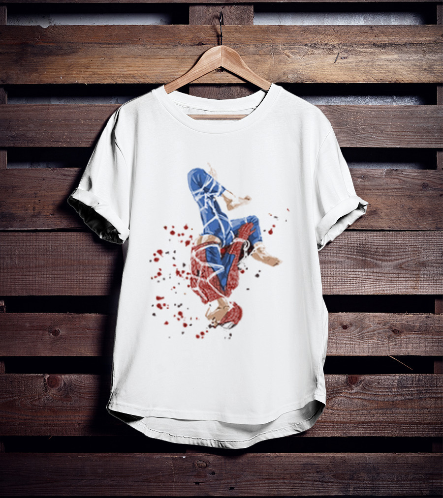 Spider Man Shibari Upside Down Rope Art With Red Flowers T-Shirt
