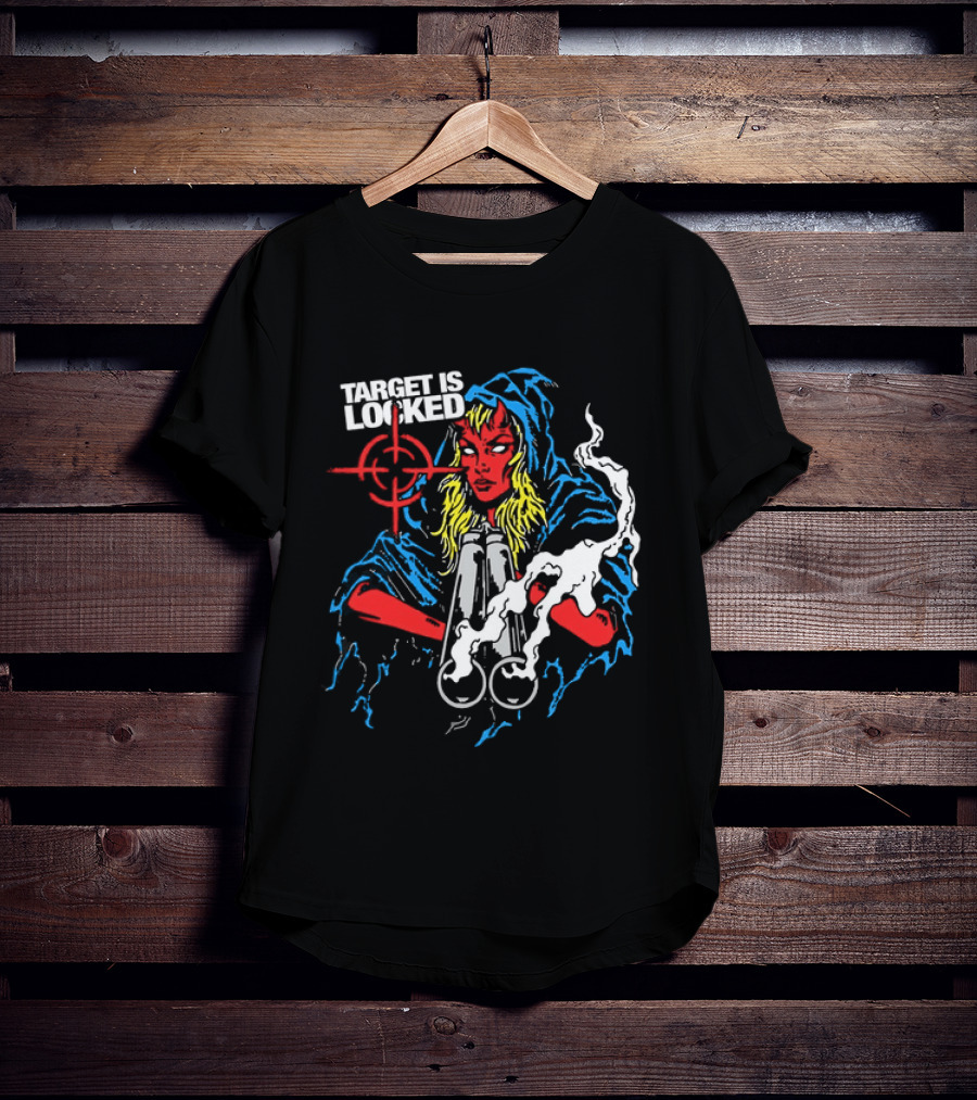 Target Is Locked Devil Woman Aiming Shotgun T-Shirt