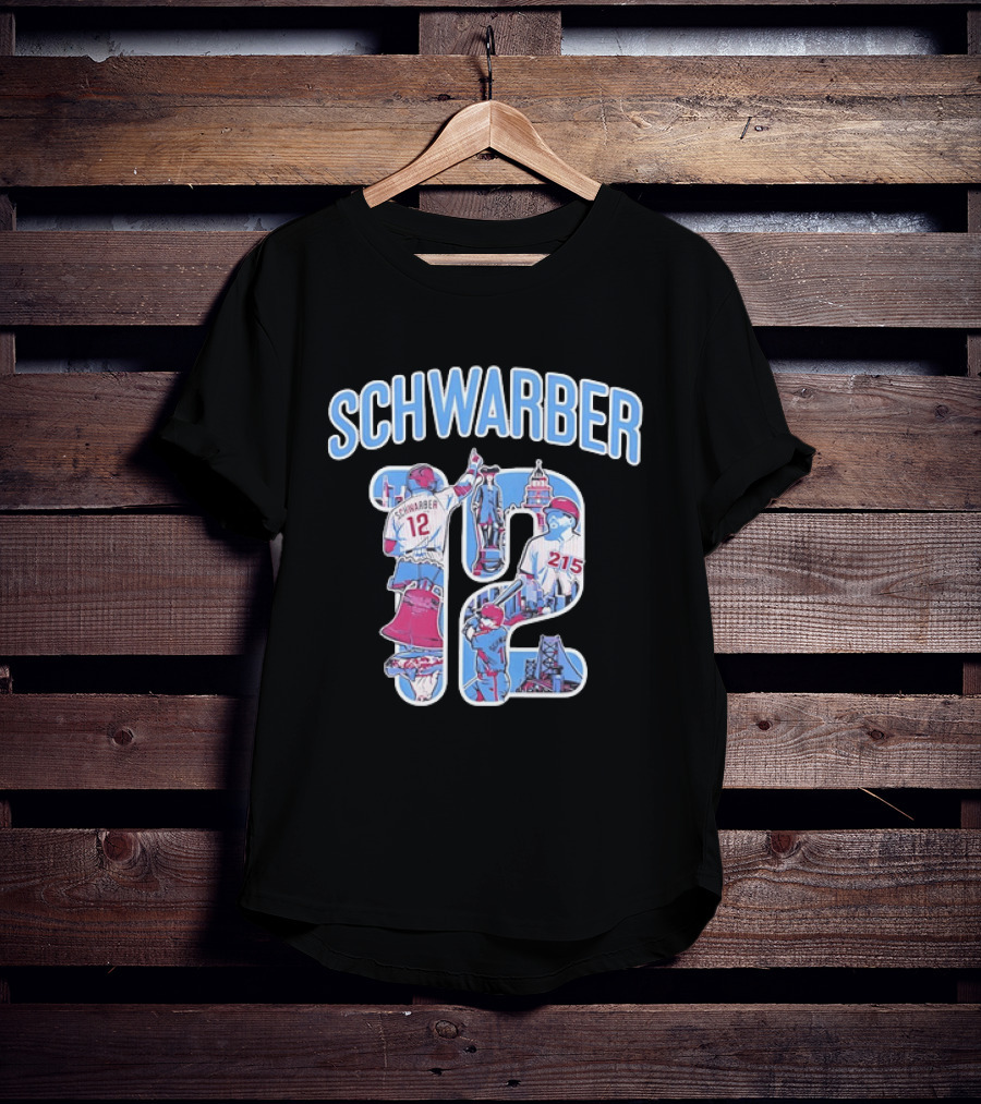 Kyle Schwarber Philadelphia Phillies 12 Liberty Bell City Skyline 215 T-Shirt