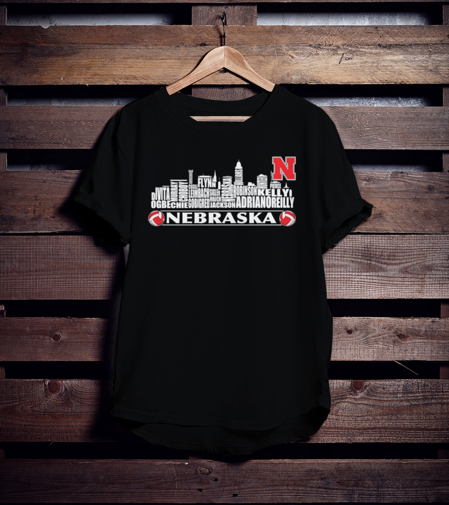 Nebraska Volleyball Player Roster Skyline N Huskers T-Shirt