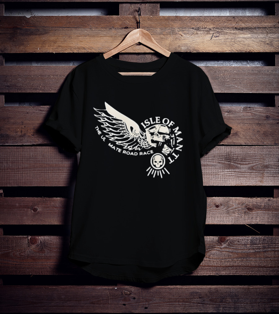 Isle Of Man TT Ultimate Road Race Skull Wing Motorcycle T-Shirt