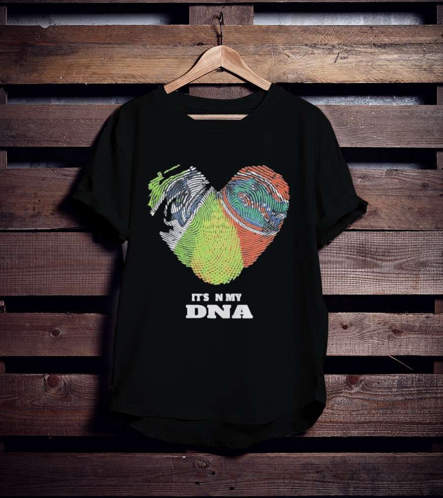 It's In My DNA Ireland And India Fingerprint Heart T-Shirt