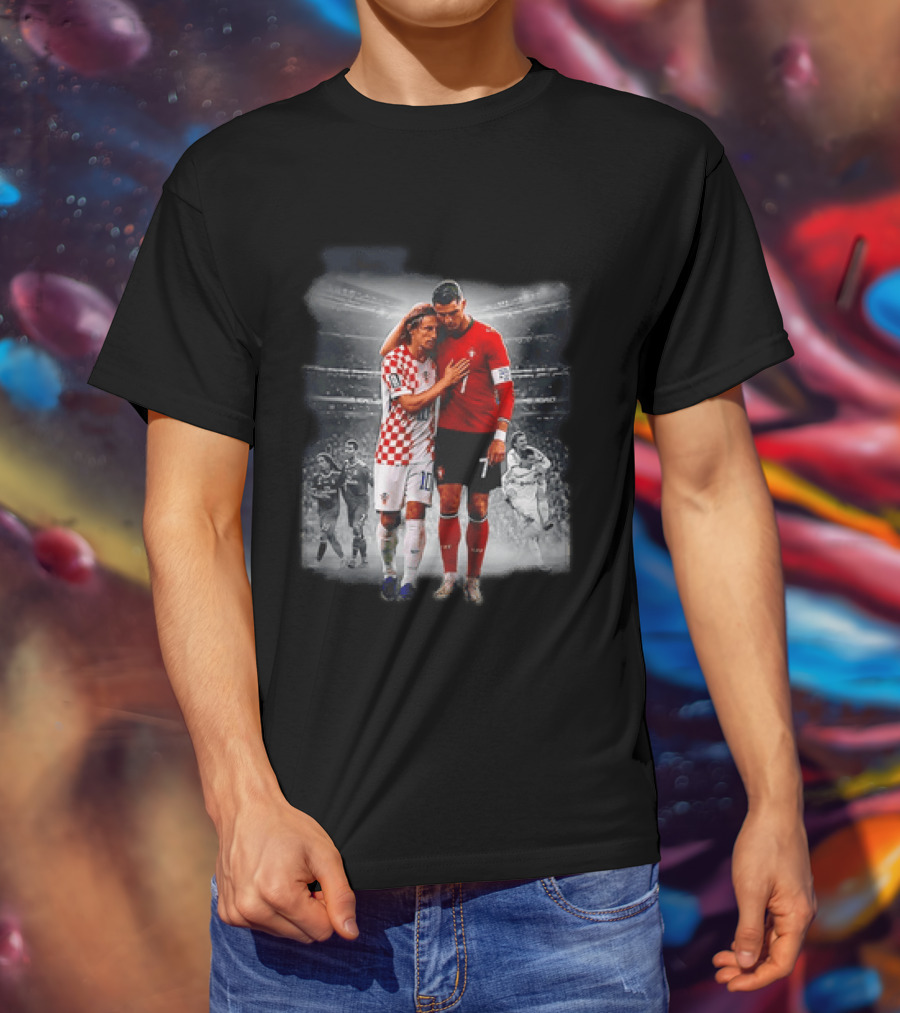Portugal Cristiano Ronaldo Croatia Luka Modric Embrace Football Icon Moment T-Shirt