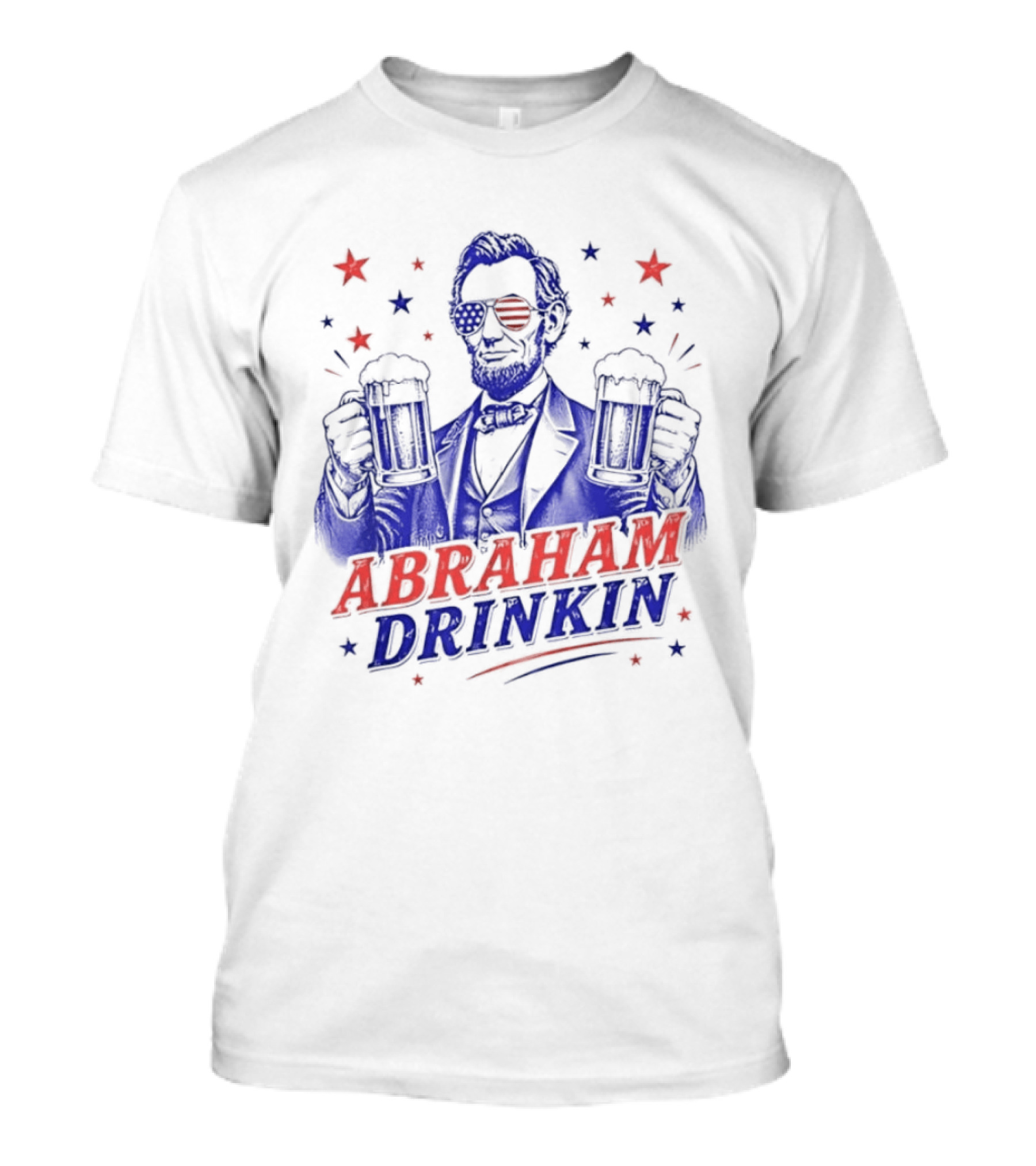Abraham Drinkin Patriotic Beer Celebration With Stars And Sunglasses T-Shirt