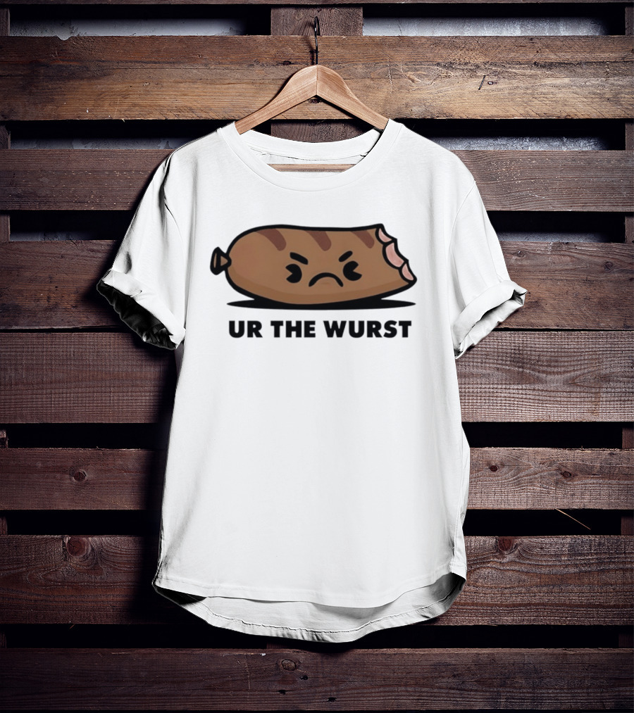 Angry Sausage Ur The Wurst Pun Humor T-Shirt