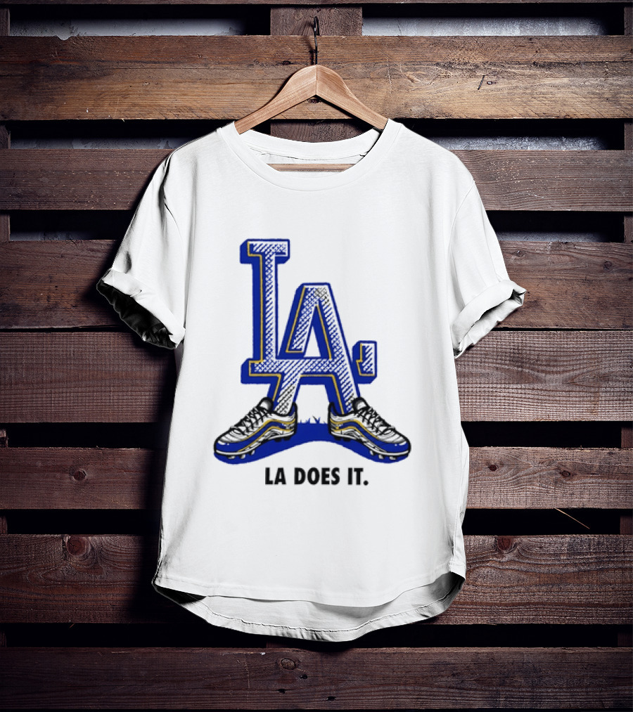 LA Dodgers LA Does It Baseball Footwear T-Shirt