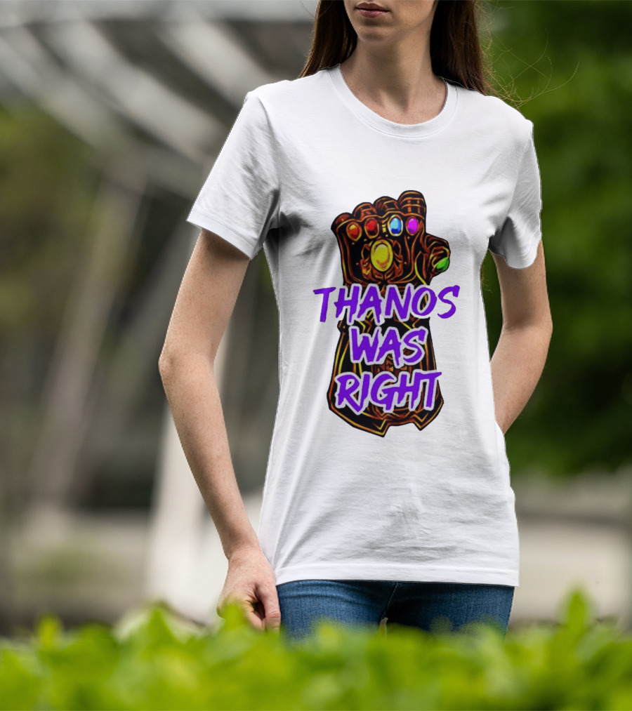 Thanos Was Right Marvel Infinity Gauntlet Bold Purple T-Shirt