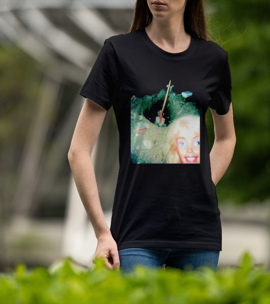 Barbie Doll Digging A Grave Shovel Surreal Scene T-Shirt