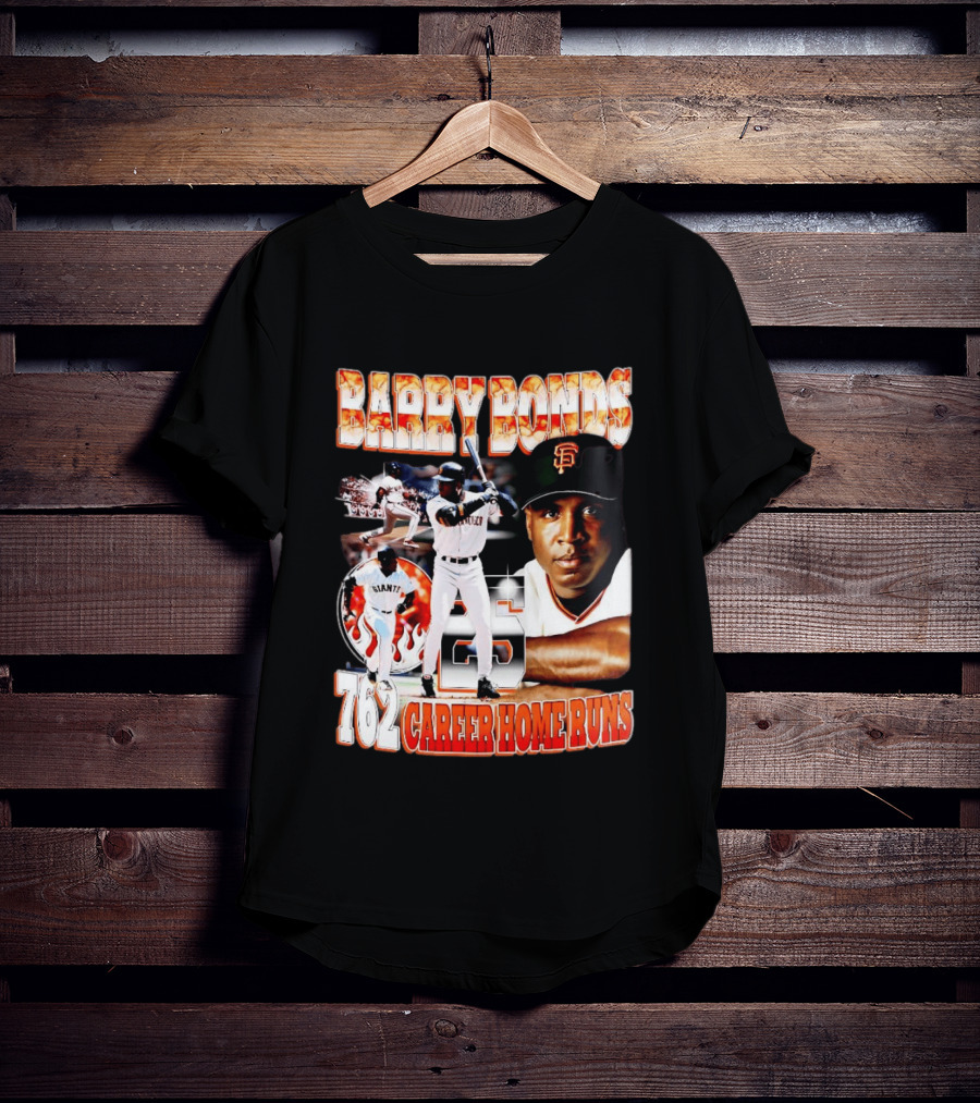 Barry Bonds Giants 25 San Francisco 762 Career Home Runs T-Shirt