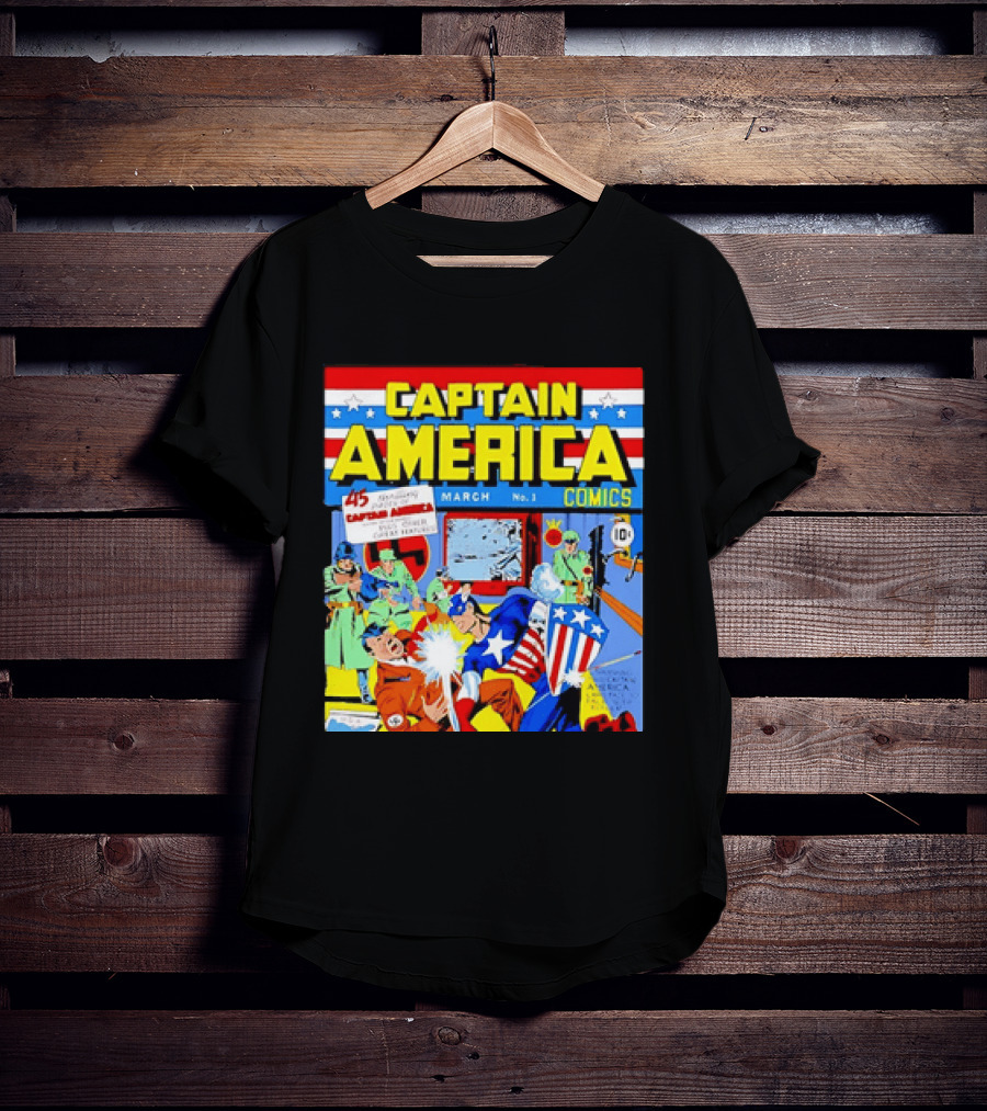 Captain America Comics March No 1 Smashing Thru Hitler Issue Cover 1941 T-Shirt