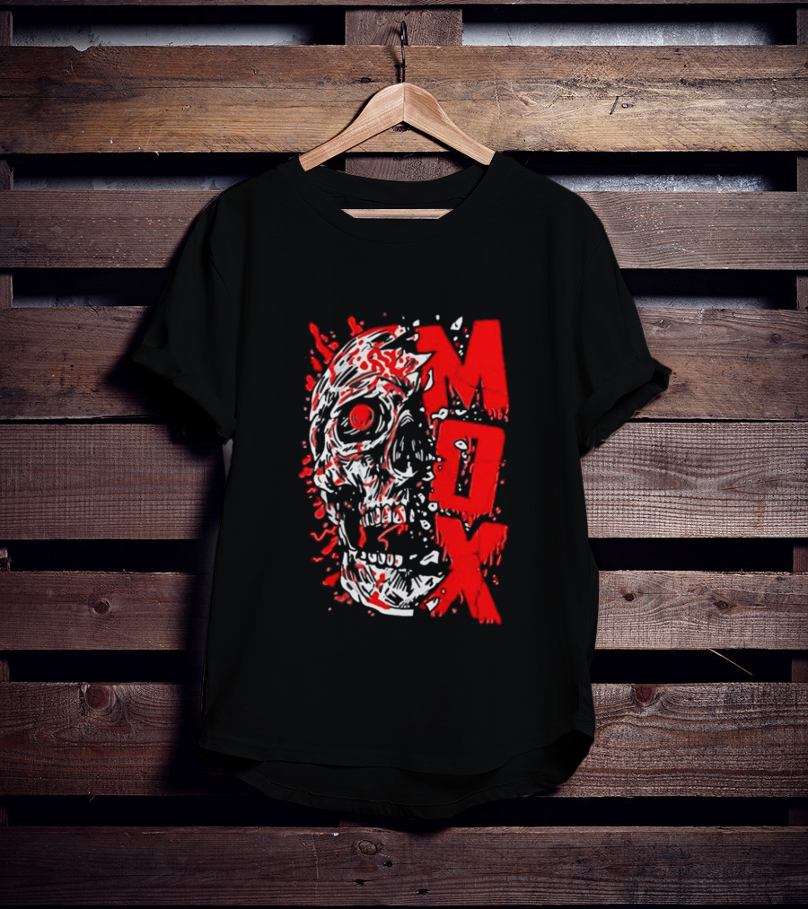 Creepy Zombie Skull MOX Red Splatter T-Shirt