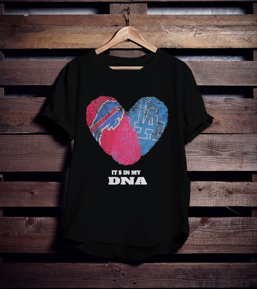 Buffalo Bills Los Angeles Dodgers It's In My DNA Fingerprint Heart T-Shirt