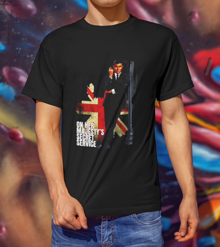 James Bond On Her Majesty's Secret Service British Flag Spy T-Shirt