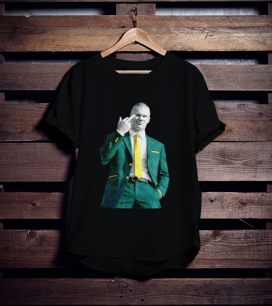 Erling Haaland Green Suit Yellow Tie Manchester City T-Shirt