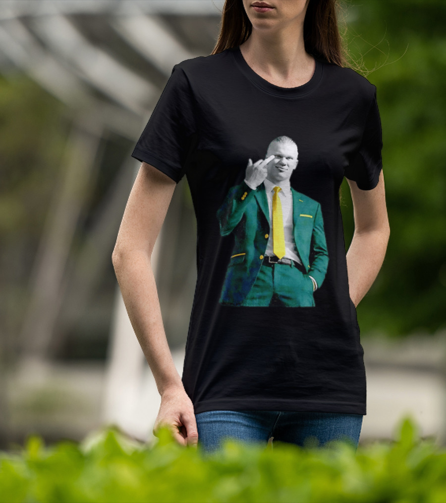 Erling Haaland Green Suit Yellow Tie Manchester City T-Shirt