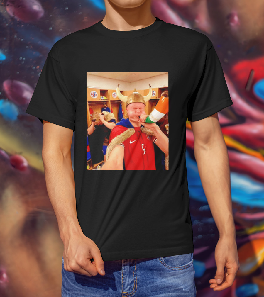 Erling Haaland Norway No 9 Viking Football Celebration Locker Room T-Shirt