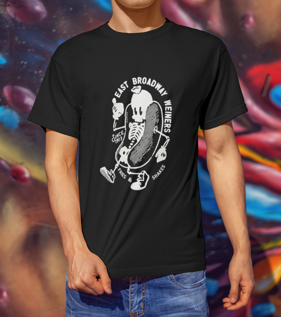 Since 1913 Skeleton Giving Thumbs Up East Broadway Weiners Fries Shakes T-Shirt