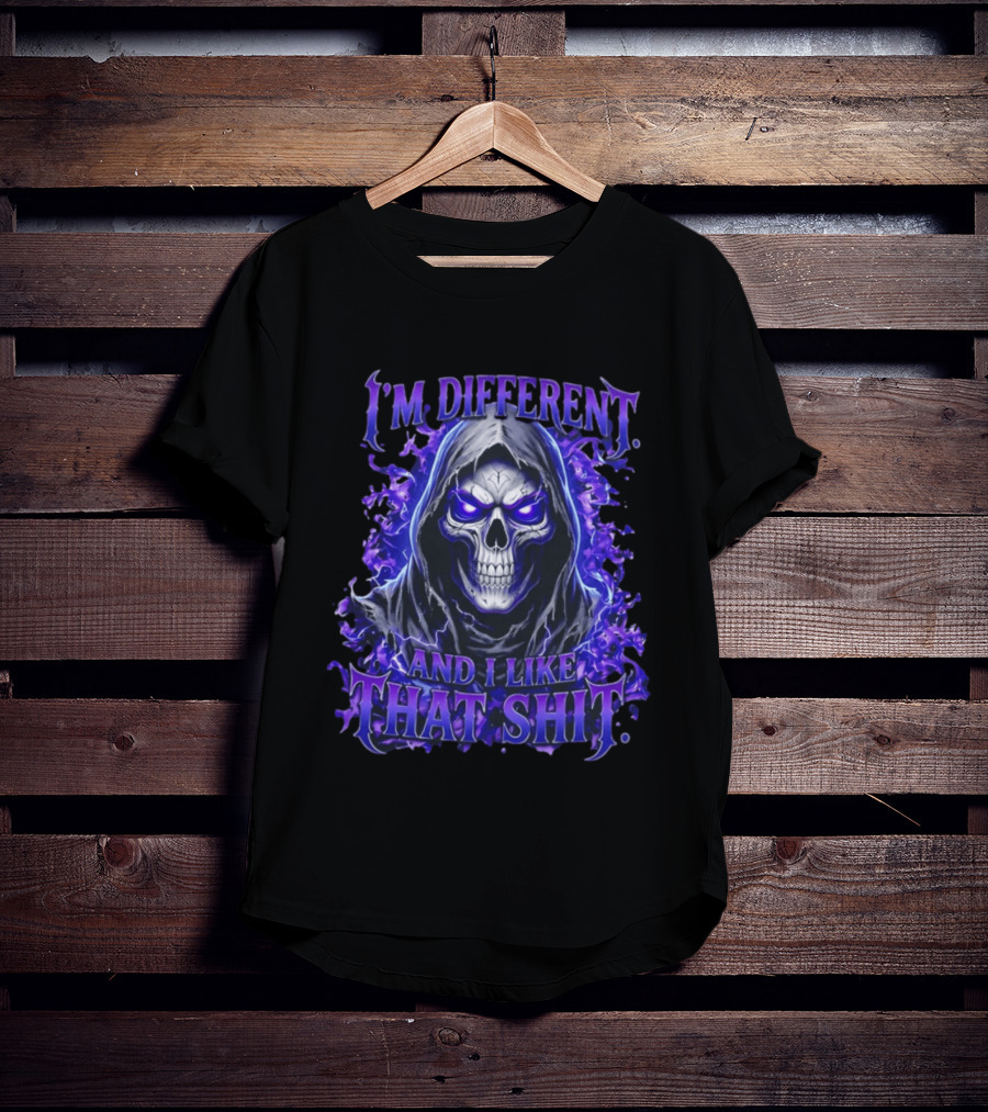 I'm Different Skeleton Hooded Reaper Purple Glow T-Shirt