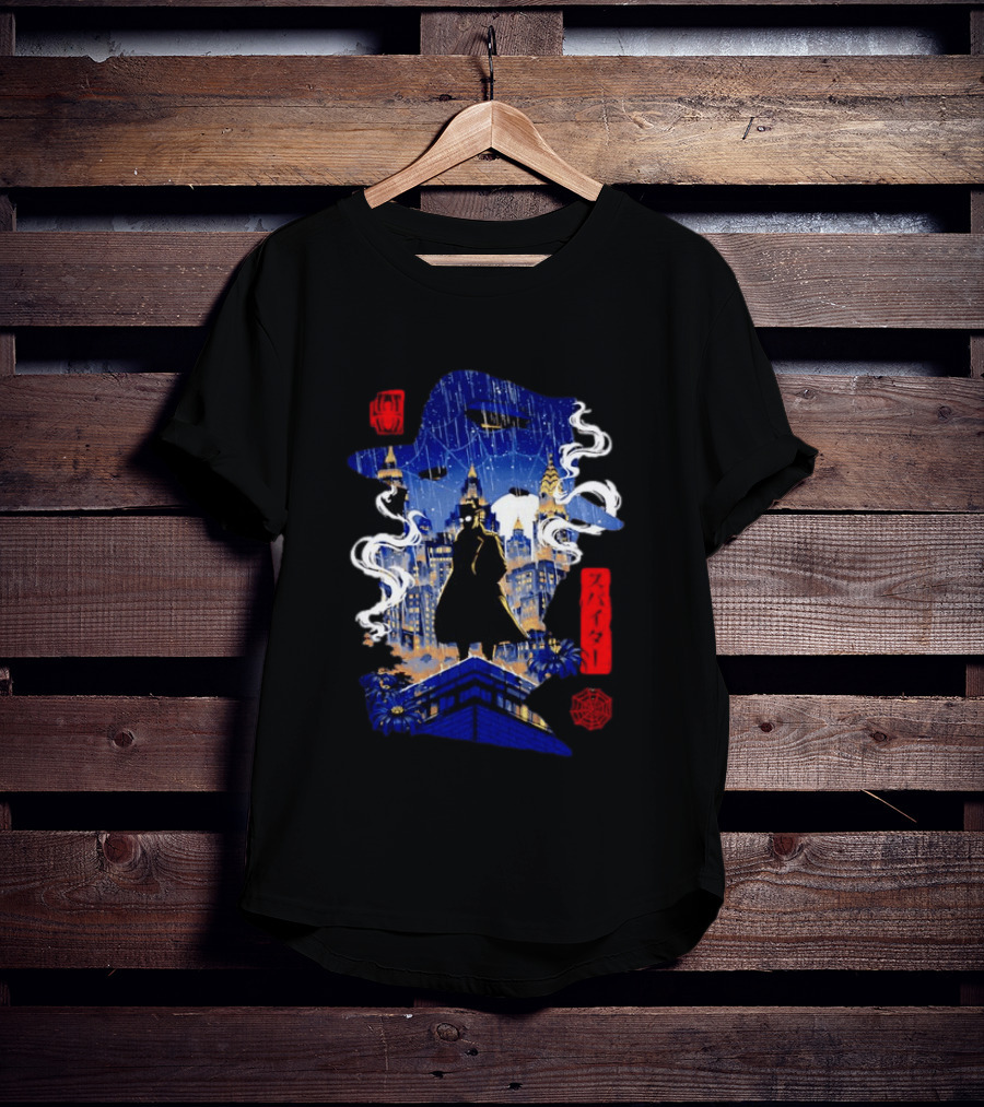 Spider Man Noir Marvel Spider Verse Cityscape Japanese T-Shirt