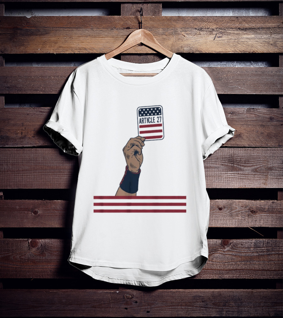 Article 27 USA Hand Constitution American Flag T-Shirt