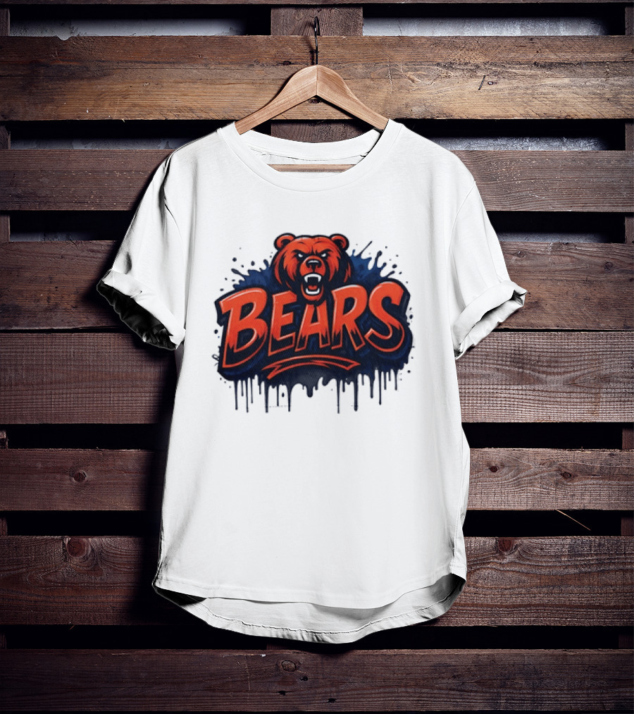 Chicago Bears Graffiti Style Vintage Bold Text Bear Head T-Shirt