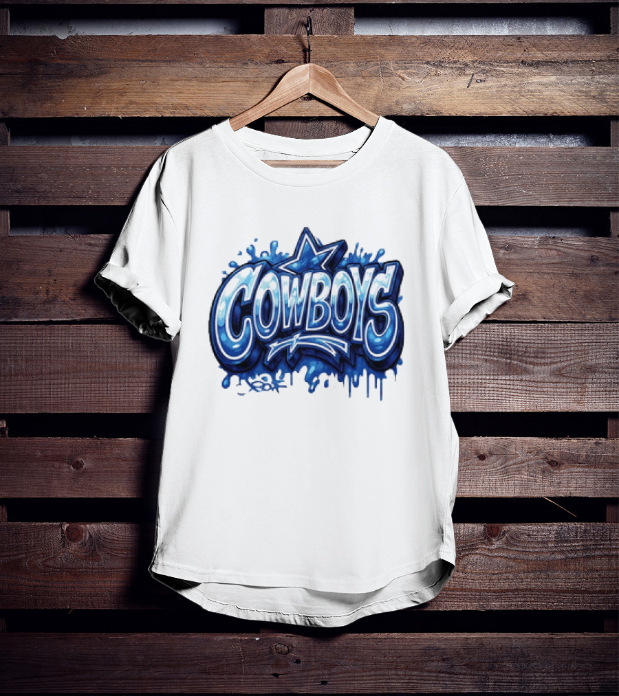 Dallas Cowboys Graffiti Style With Star And Blue Drips T-Shirt