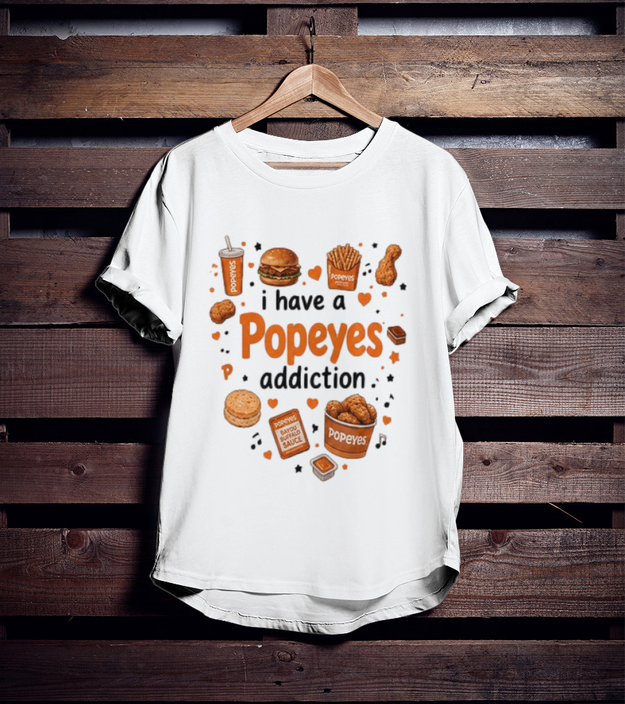 Popeyes Chicken And Biscuits Addiction Heartbeat Lover With Bayou Buffalo Sauce T-Shirt