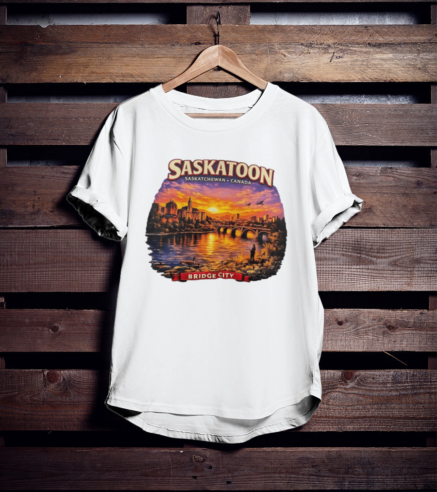 Saskatoon Saskatchewan Canada Sunset Bridge City T-Shirt