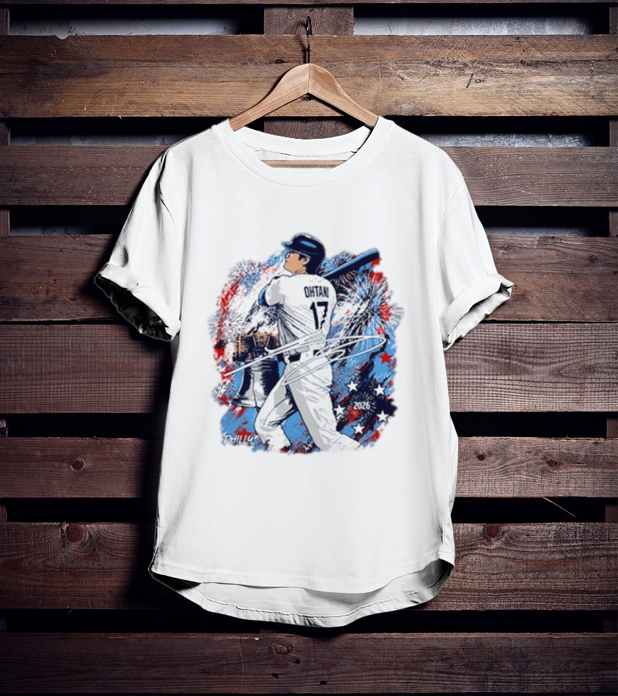 Shohei Ohtani 17 Philadelphia 2026 Liberty Bell Fireworks Stars T-Shirt