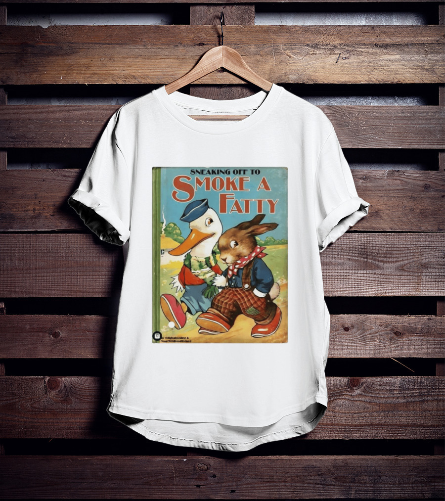 Sneaking Off To Smoke A Fatty Anthropomorphic Duck Rabbit Book Cover T-Shirt